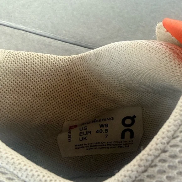 On Running White and Orange Sneakers - Picture 5 of 5